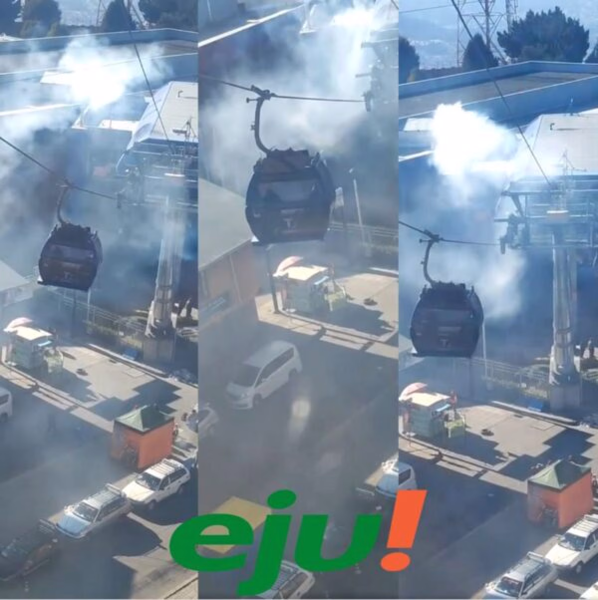 Línea Azul del teleférico sufre falla mecánica, paraliza cabinas y genera humareda
