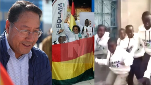 Los niños y jóvenes de Nansana Kids son recibidos por el presidente Luis Arce