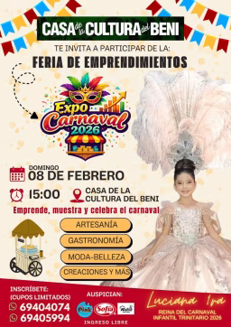 Casa de la Cultura y Lucianita 1ra:  Organizan la "Expo Carnaval 2026" Feria de Emprendimientos