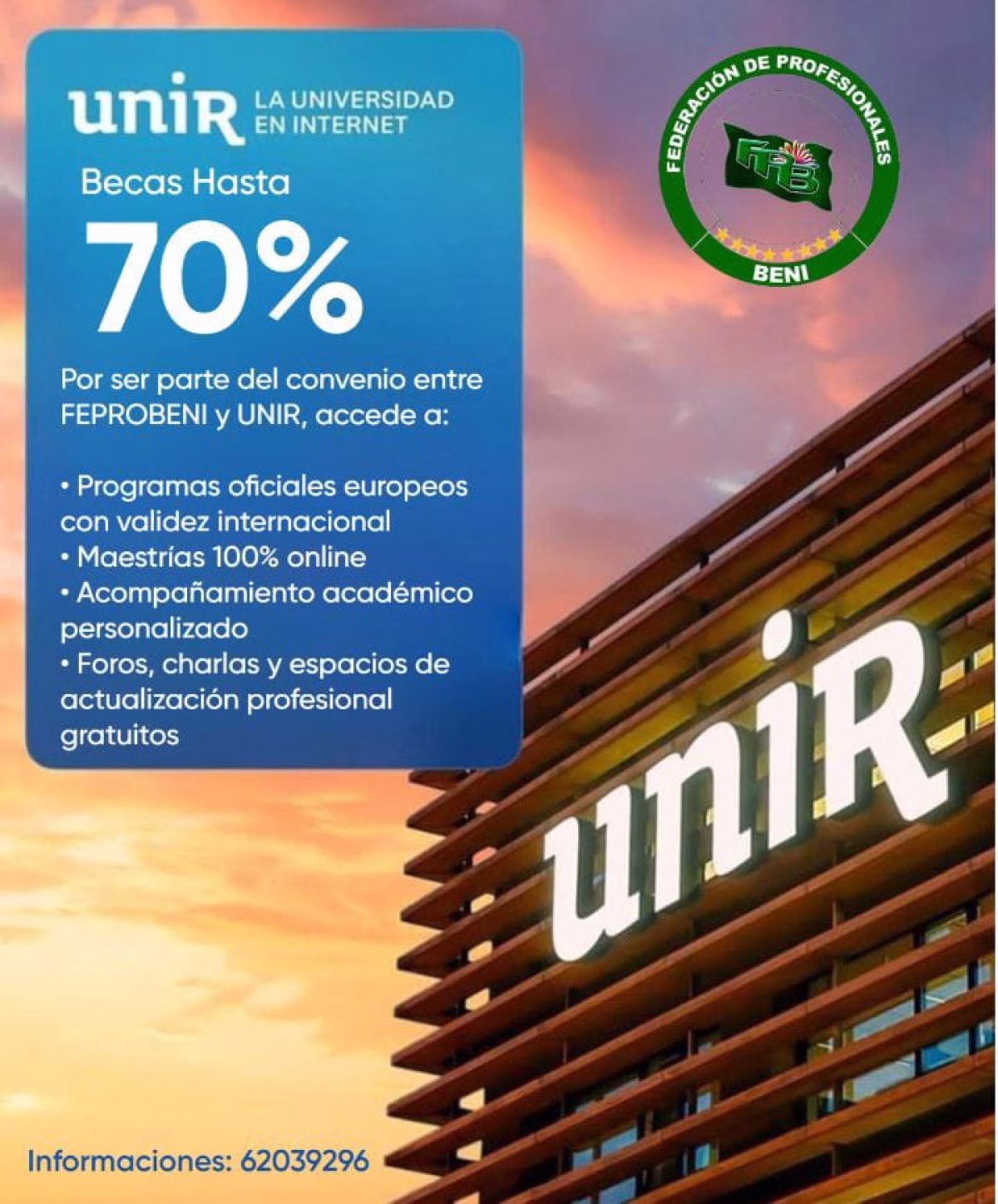 Federación de Profesionales y UNIR:  Invita a profesionales a participar de programas de posgrado nivel Diplomado, Doctorado y Maestría